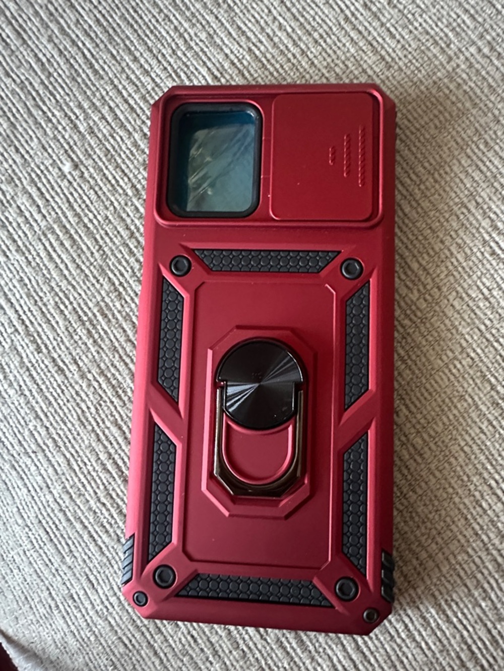 Rugged Red Protective compatible Phone Case with Ring Kickstand